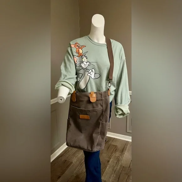 👜 Pragma Style Canvas Tote Crossbody Bag – taupe - Picture 3 of 7